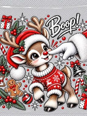 Cute Red Reindeer Holiday DTF transfer